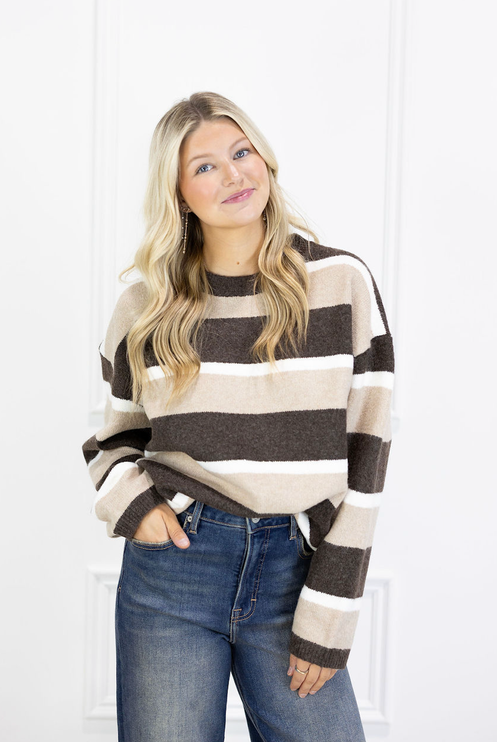 Soft Stripe Sweater Brown