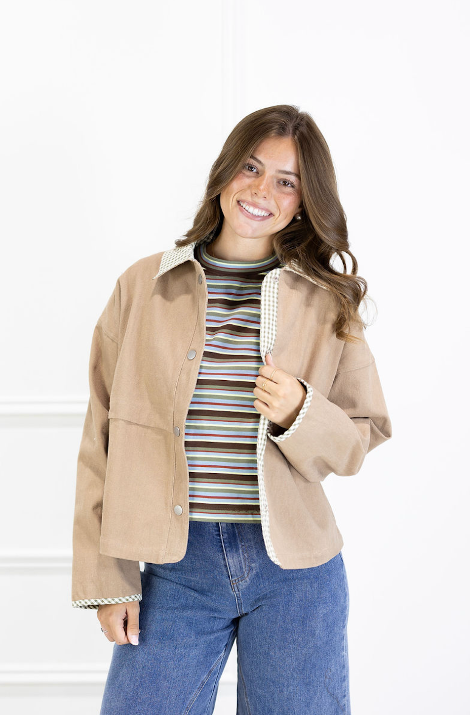 Olive Gingham Khaki Jacket