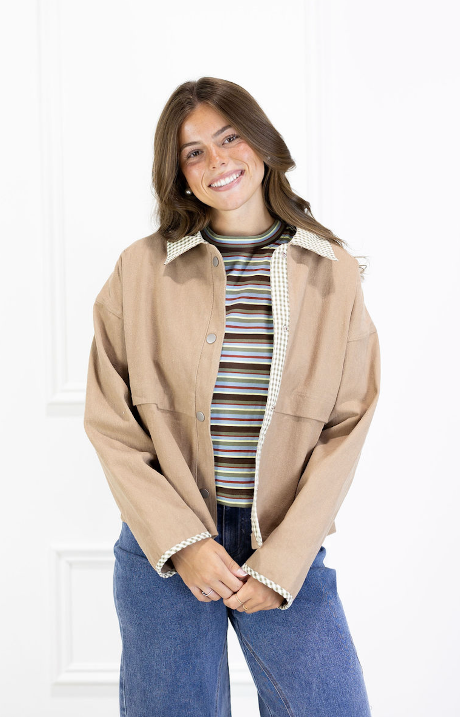 Olive Gingham Khaki Jacket