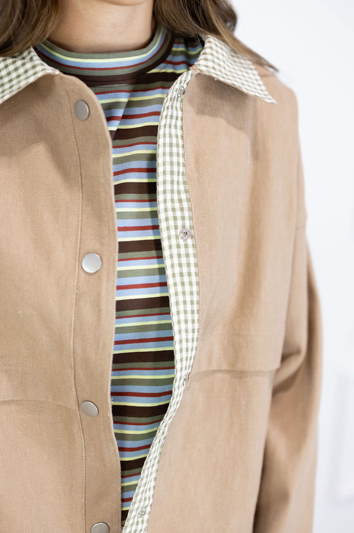 Olive Gingham Khaki Jacket
