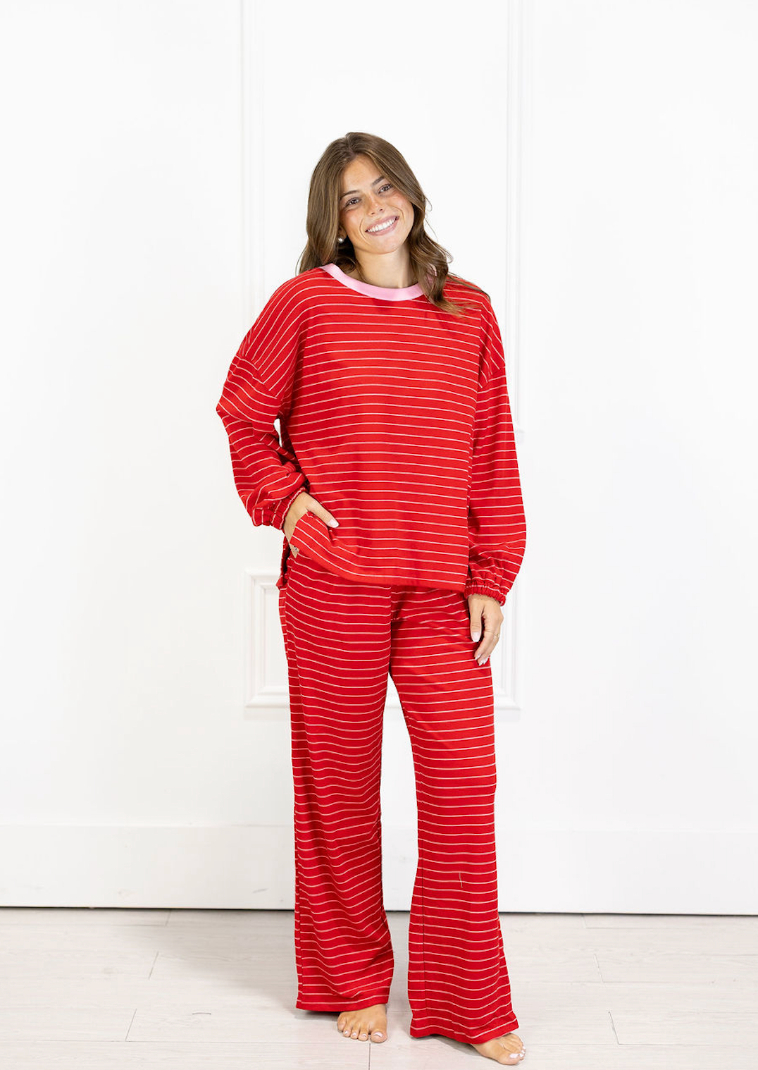 Red Brushed Stripe Lounge Set of 2