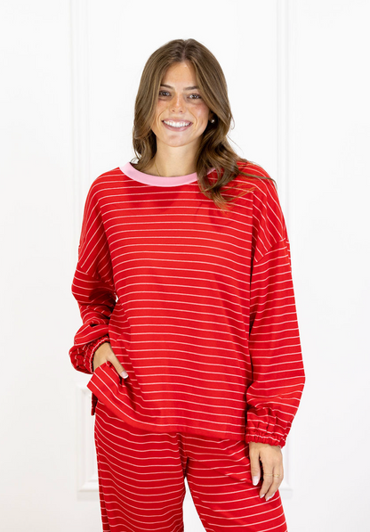 Red Brushed Stripe Lounge Set of 2