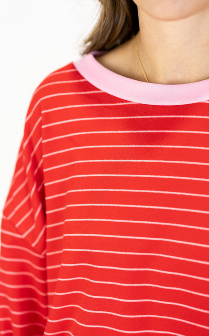 Red Brushed Stripe Lounge Set of 2