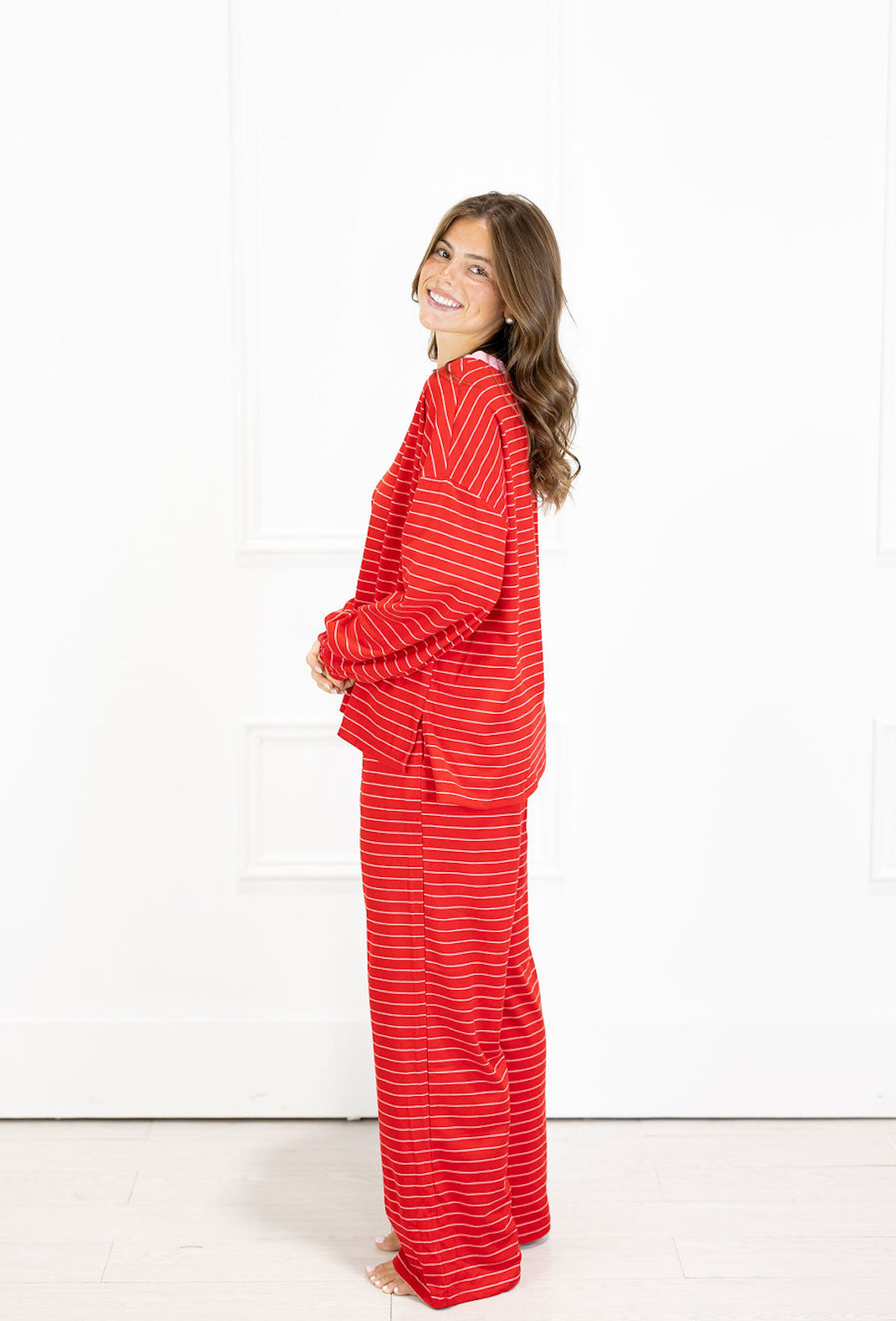 Red Brushed Stripe Lounge Set of 2
