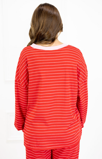 Red Brushed Stripe Lounge Set of 2