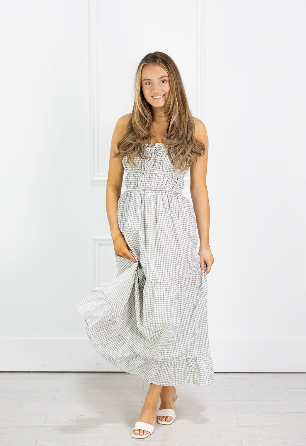 Dahalia Checker Tiered Dress