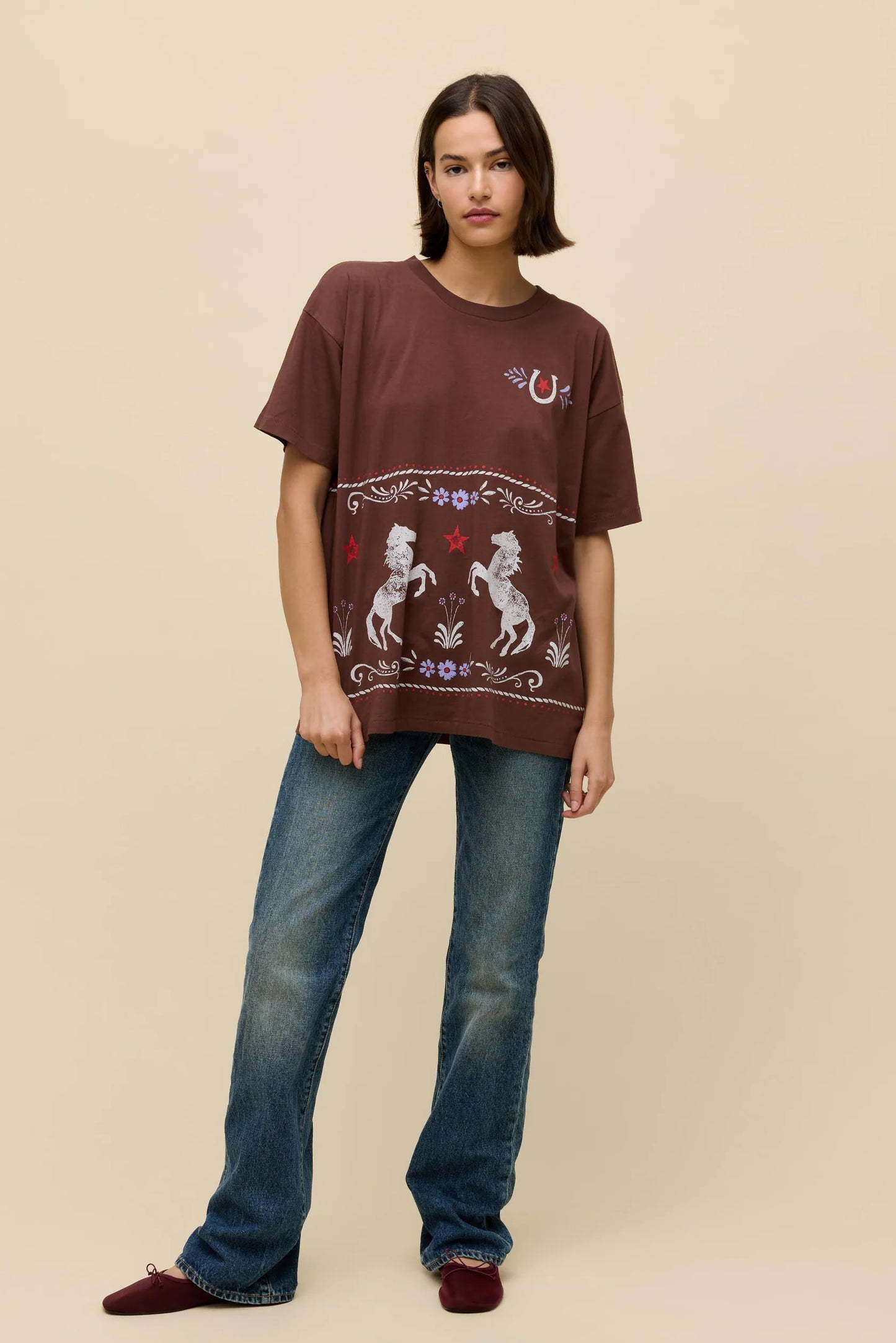 Floral Horse Pattern T-Shirt