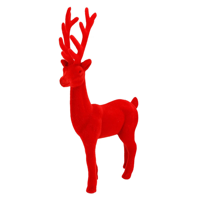 11.5'' Standing Flocked Deer Red