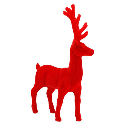 11.5'' Standing Flocked Deer Red