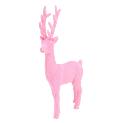 11.5'' Standing Flocked Deer Pink