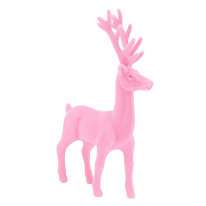 11.5'' Standing Flocked Deer Pink