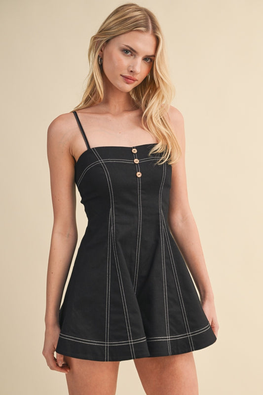 Black Starfish Button Romper