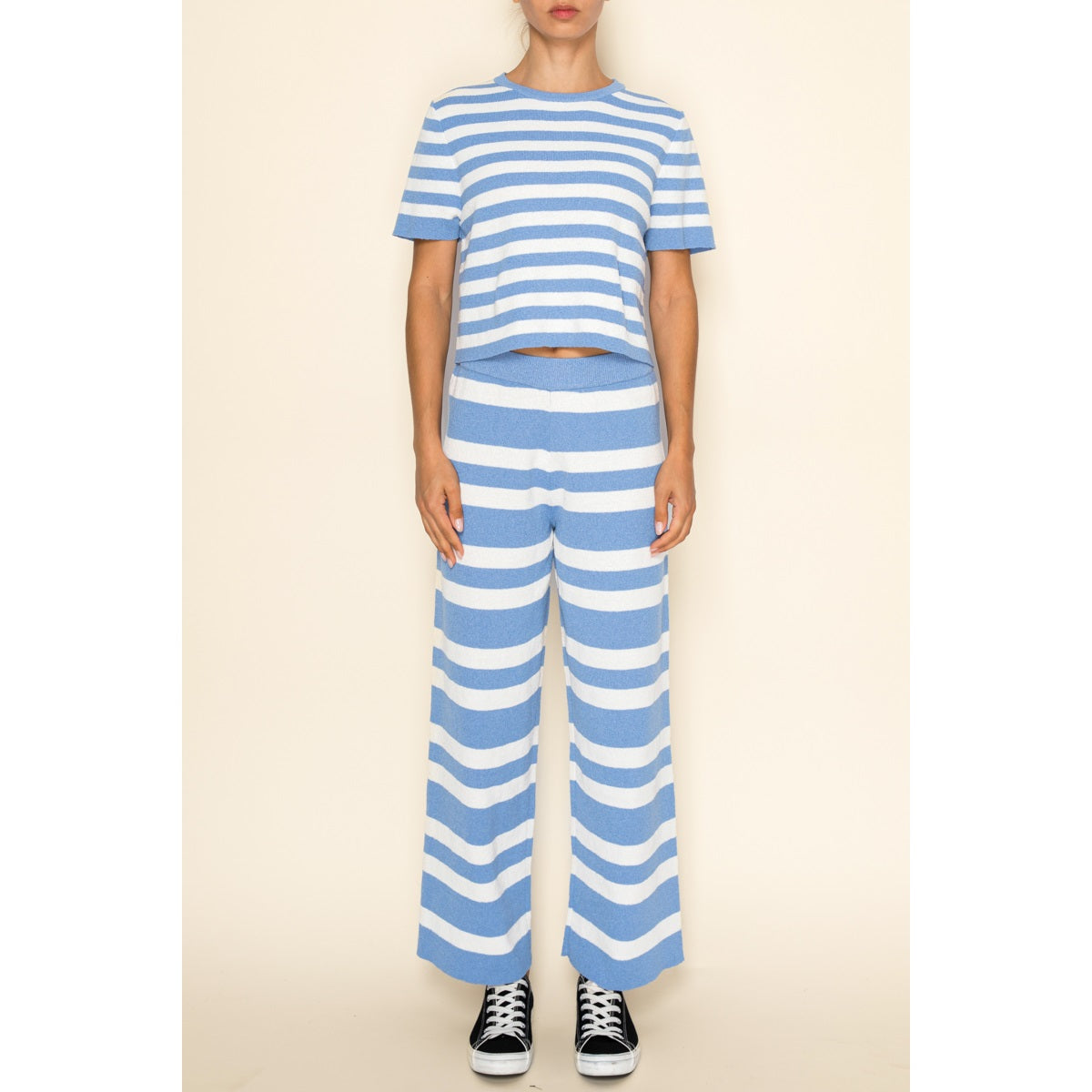 Eli Stripe Knit Top & Pants Set of 2 Blue - Clothe Boutique