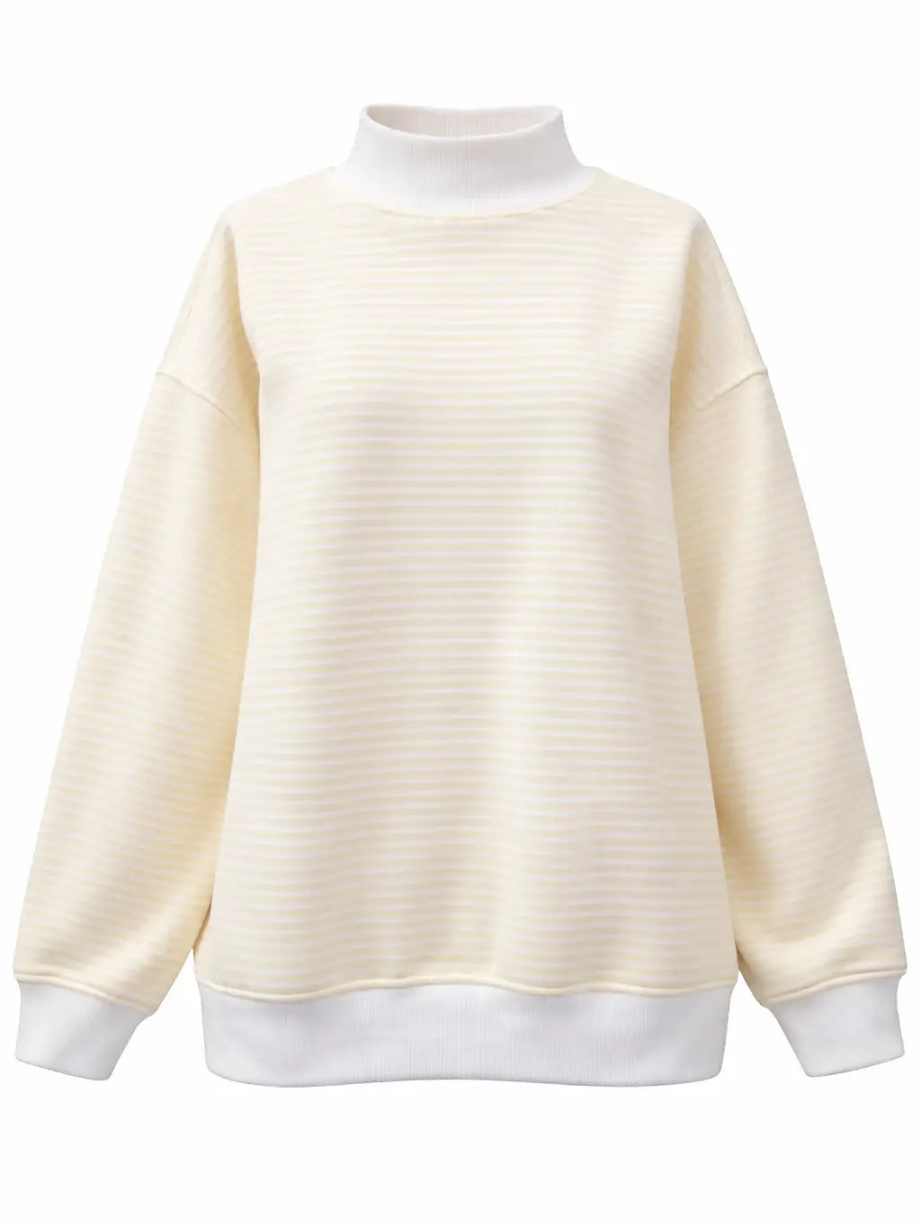 Yellow/White Stripe Mock Neck Pullover