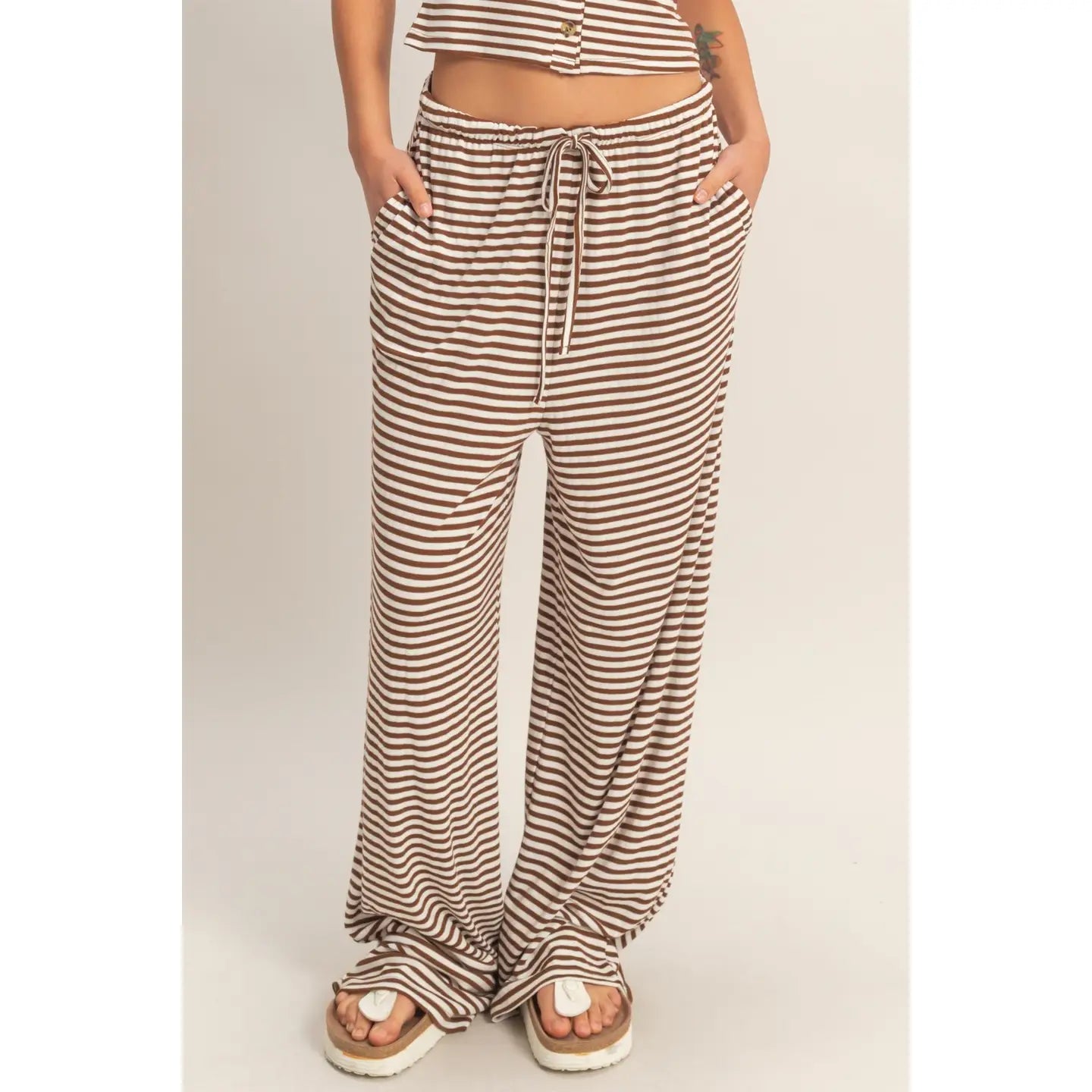 Striped Tank & Pants Set of 2 Brown