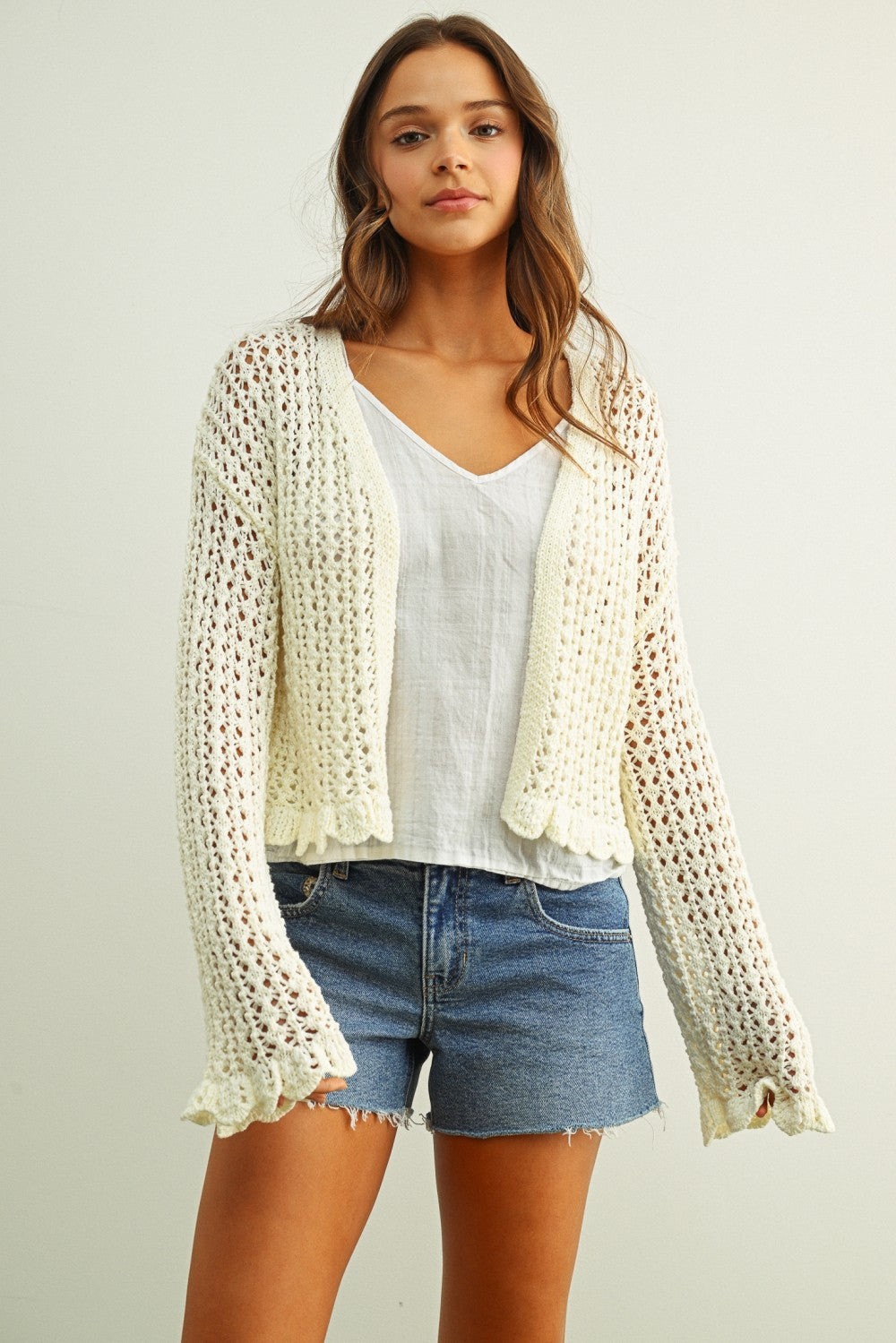 Ruffled Detail Cardigan