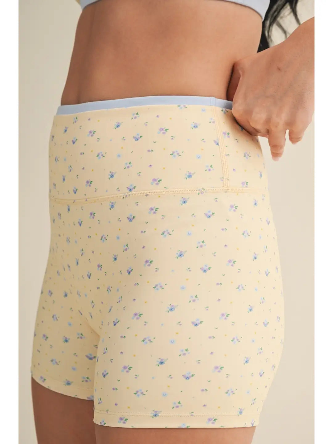 Ditsy Floral Biker Shorts Lemon