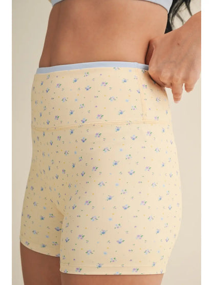 Ditsy Floral Biker Shorts Lemon