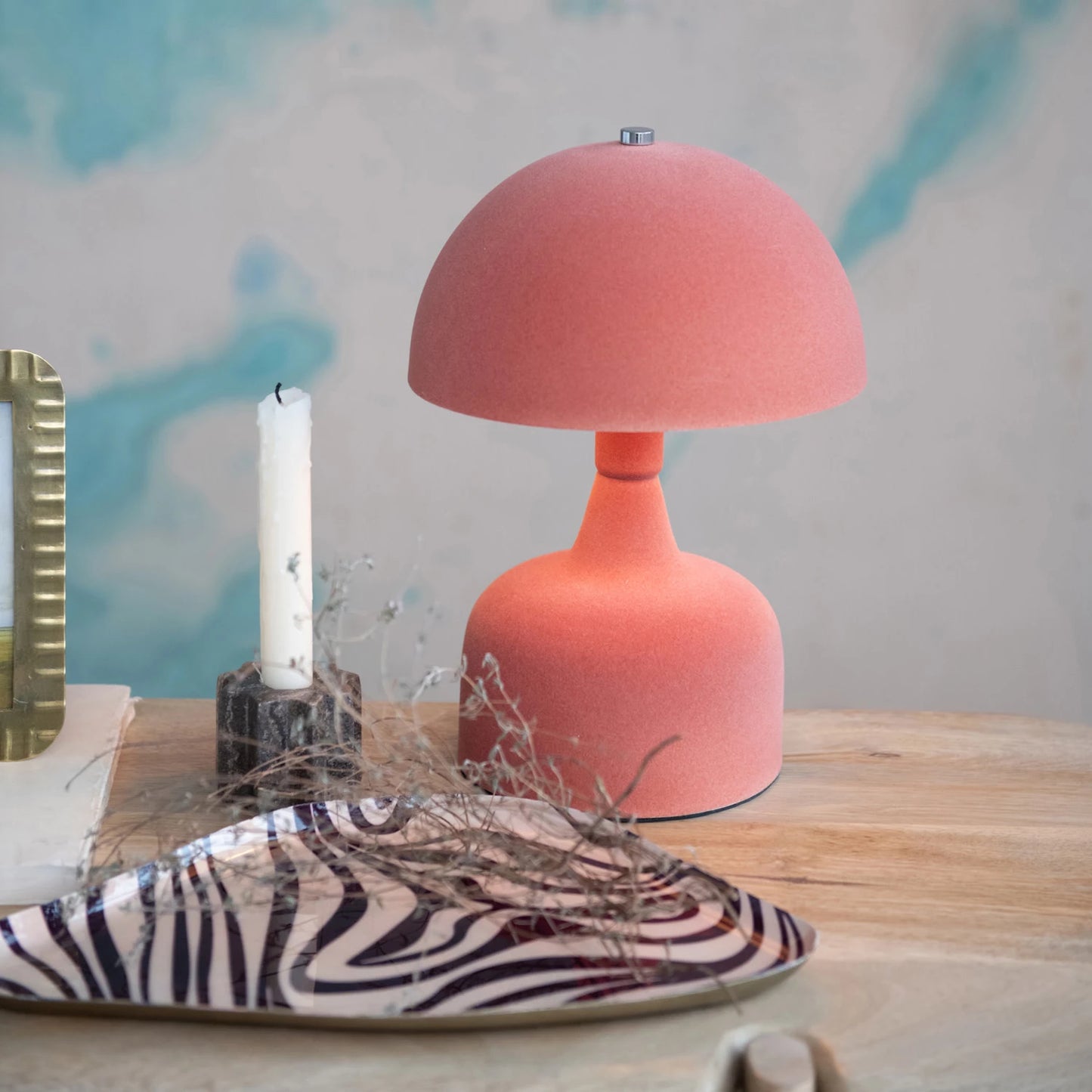 Flocked Metal Table Lamp