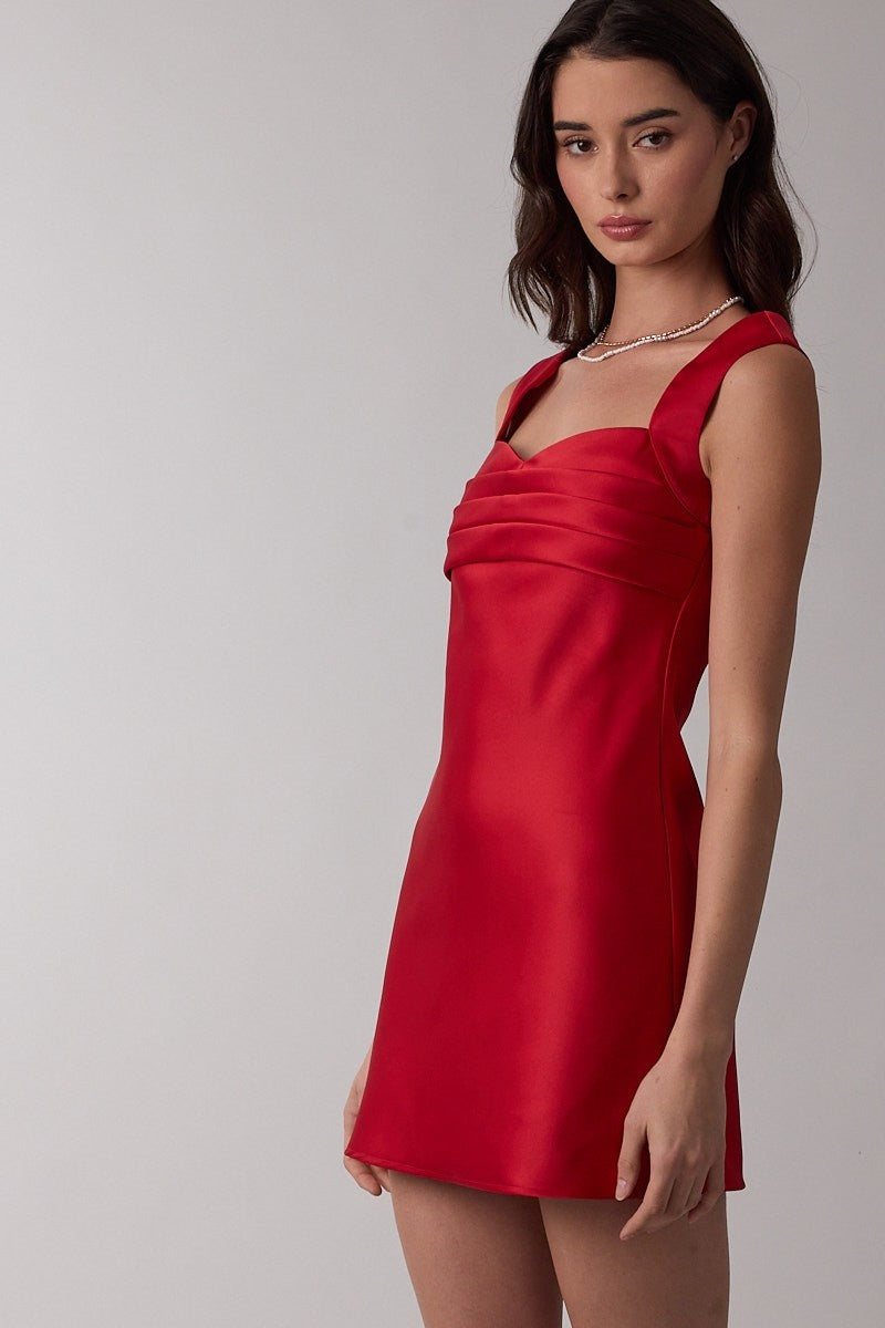 Satin Sweetheart Holiday Mini Dress
