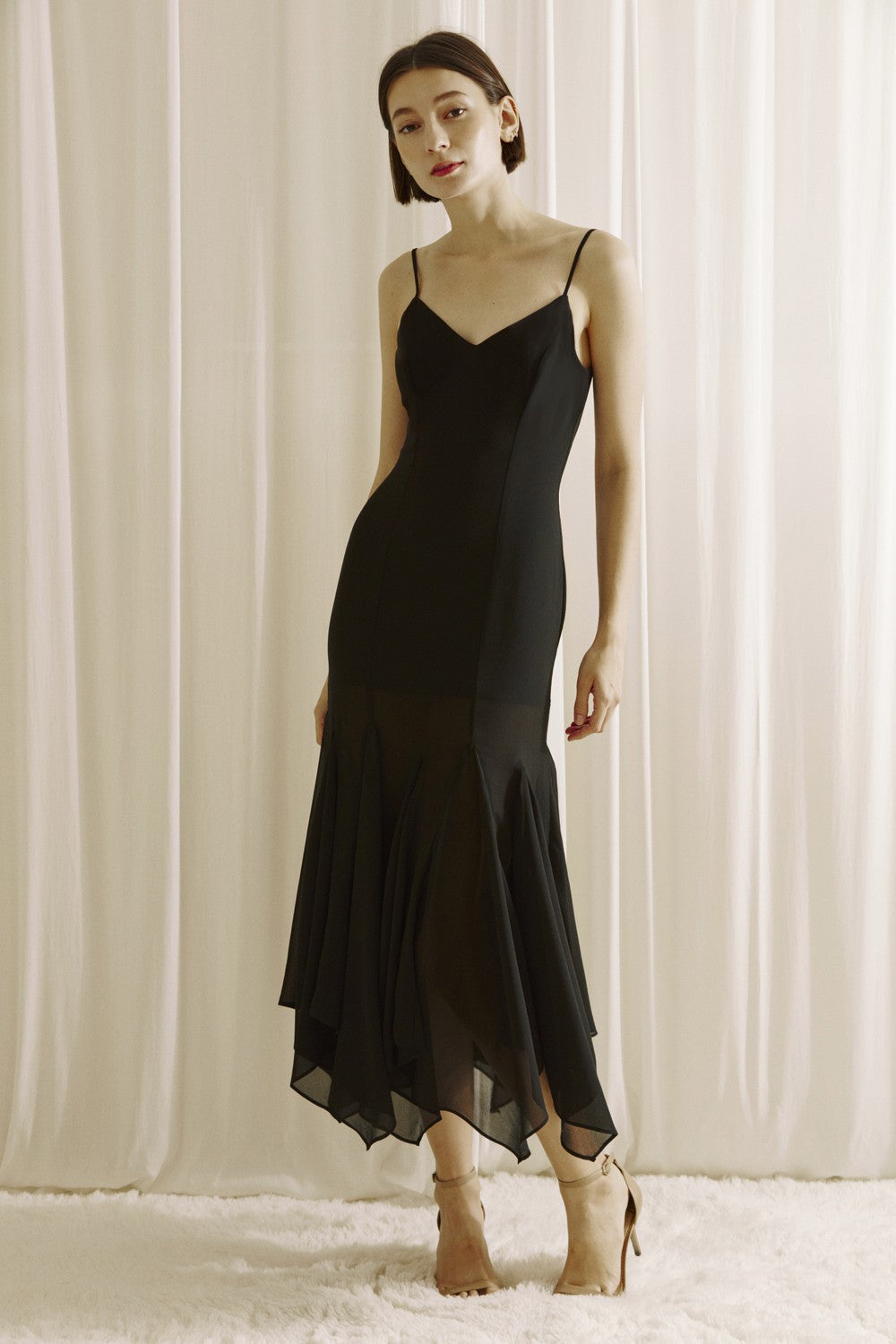 Black Asymmetrical Hem Dress