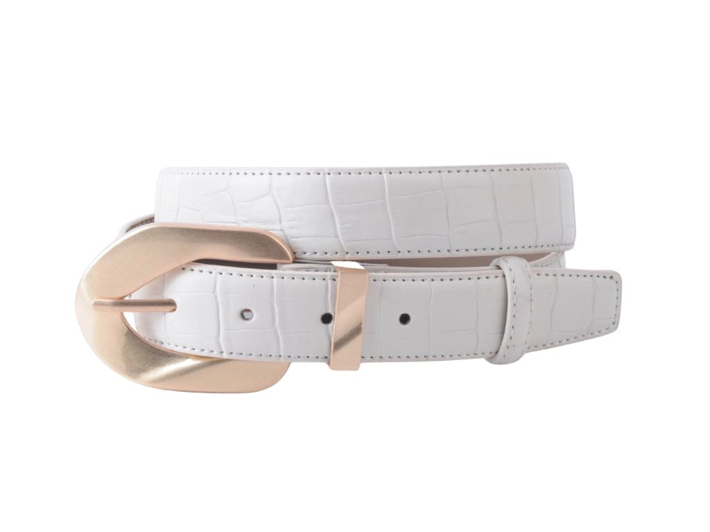 Opulent Croco Belt Ivory