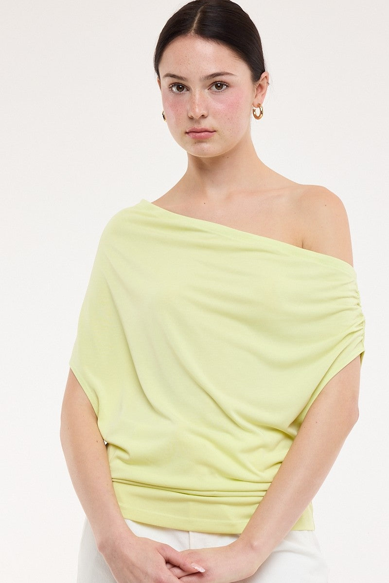 Loose Fit Off Shoulder Top Lemon