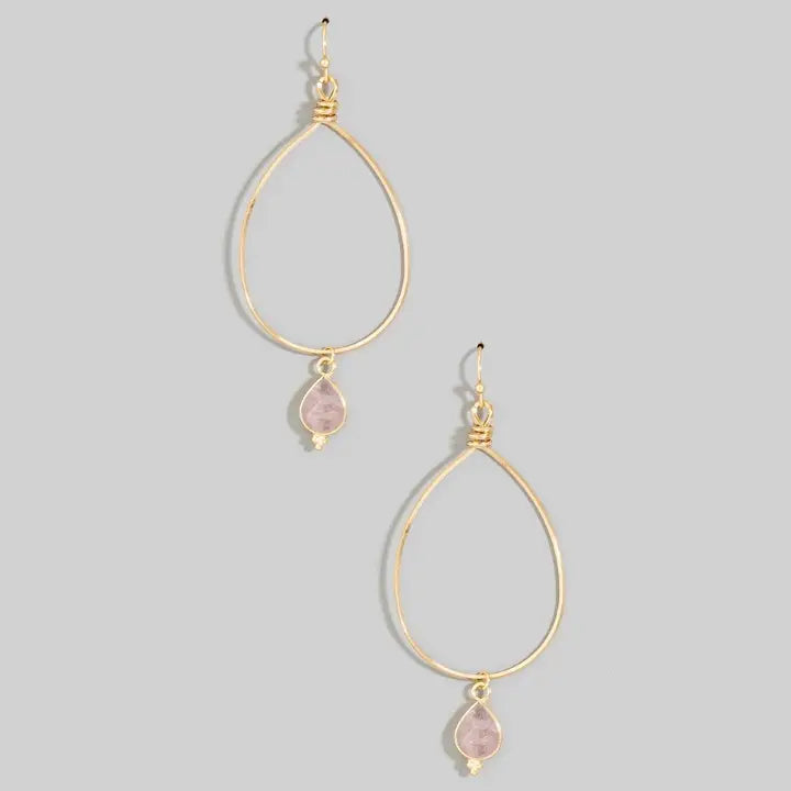 Teardrop Stone Earrings Pink