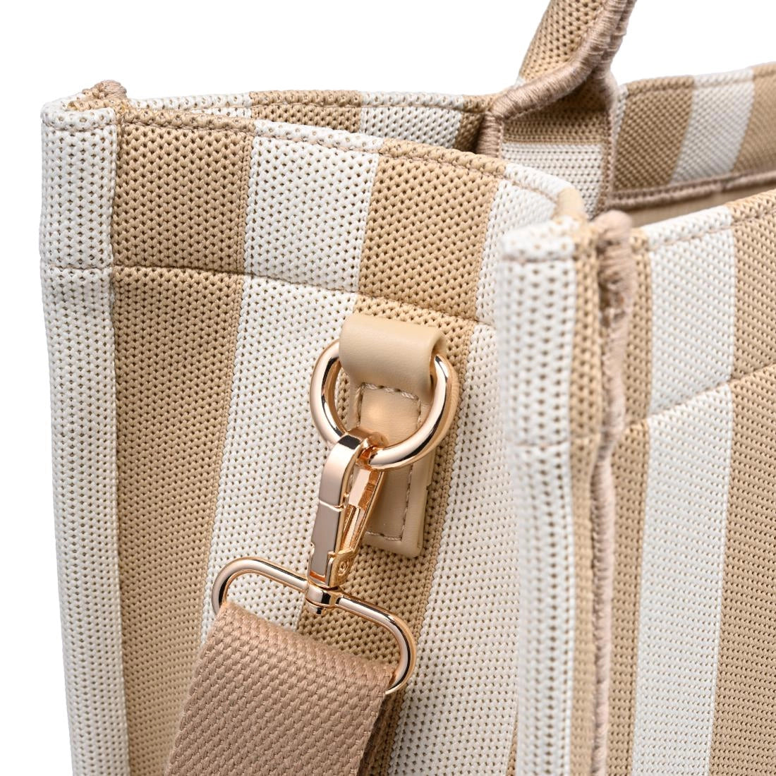 Iona Stripe Handbag Tan/White - Clothe Boutique