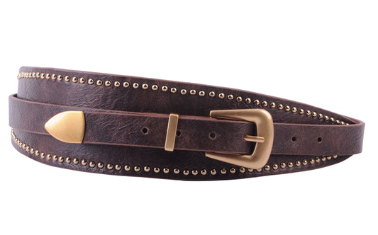 Studded Western Belt Brown