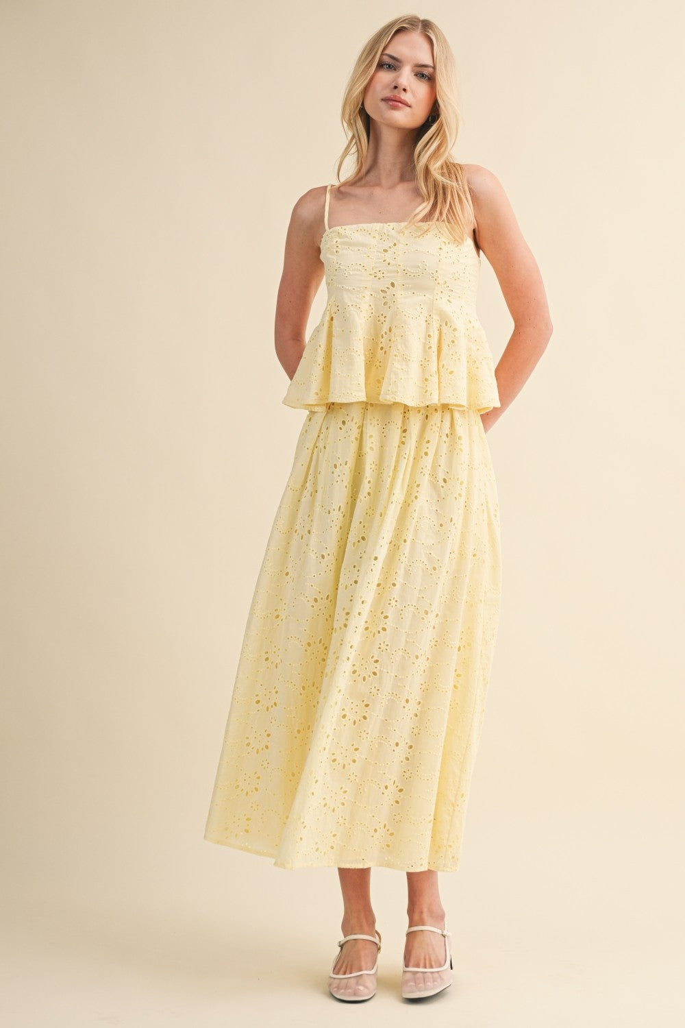 Eyelet Peplum Top & Skirt Set of 2