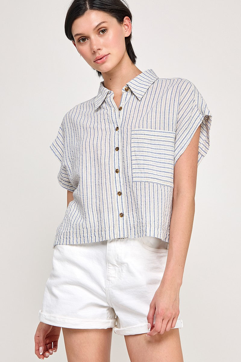 Short Sleeve Stripe Shirt - Clothe Boutique