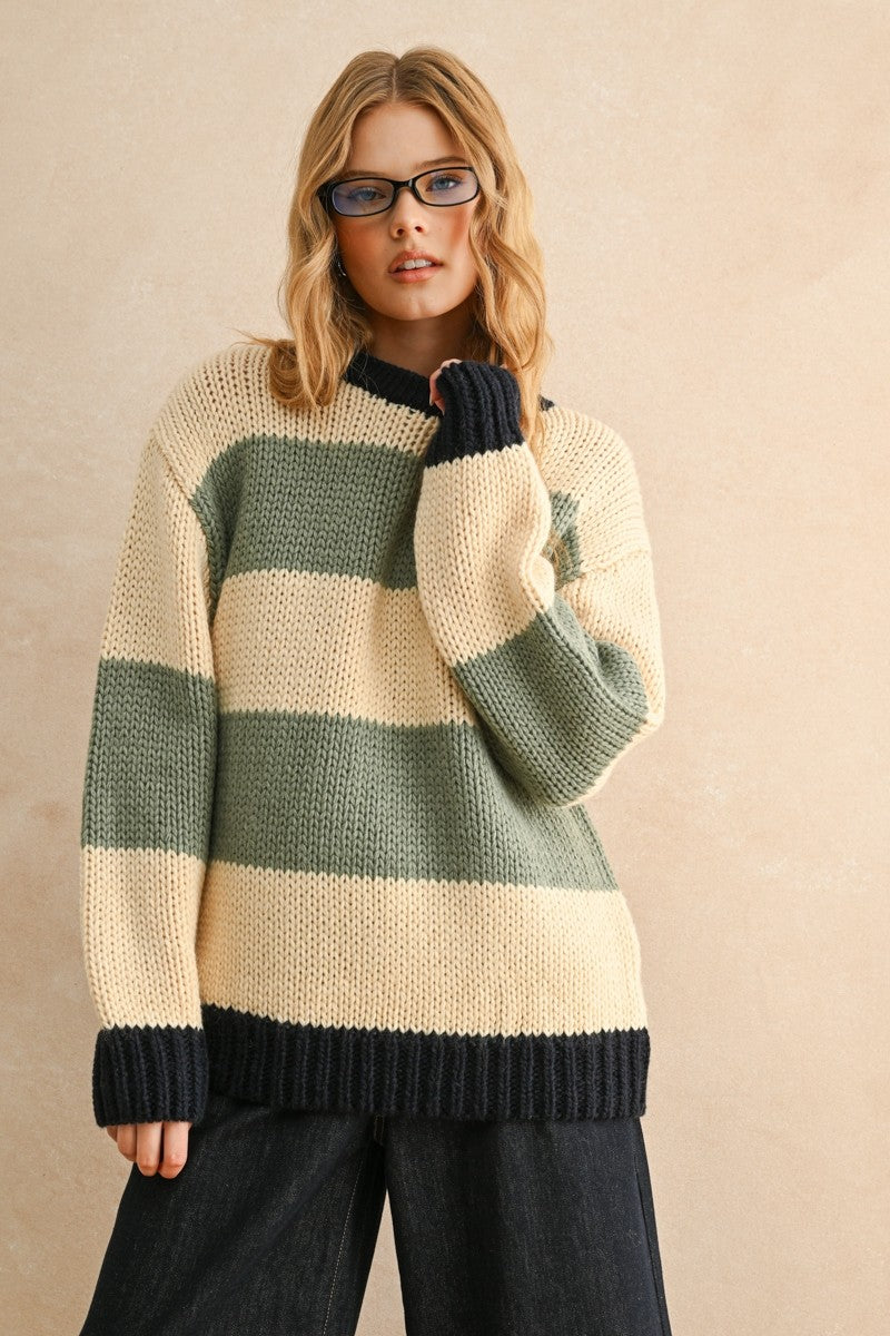 ニット/セーター PERVERZE Color Stripe Knit Sweater Prado Stripe Sweater