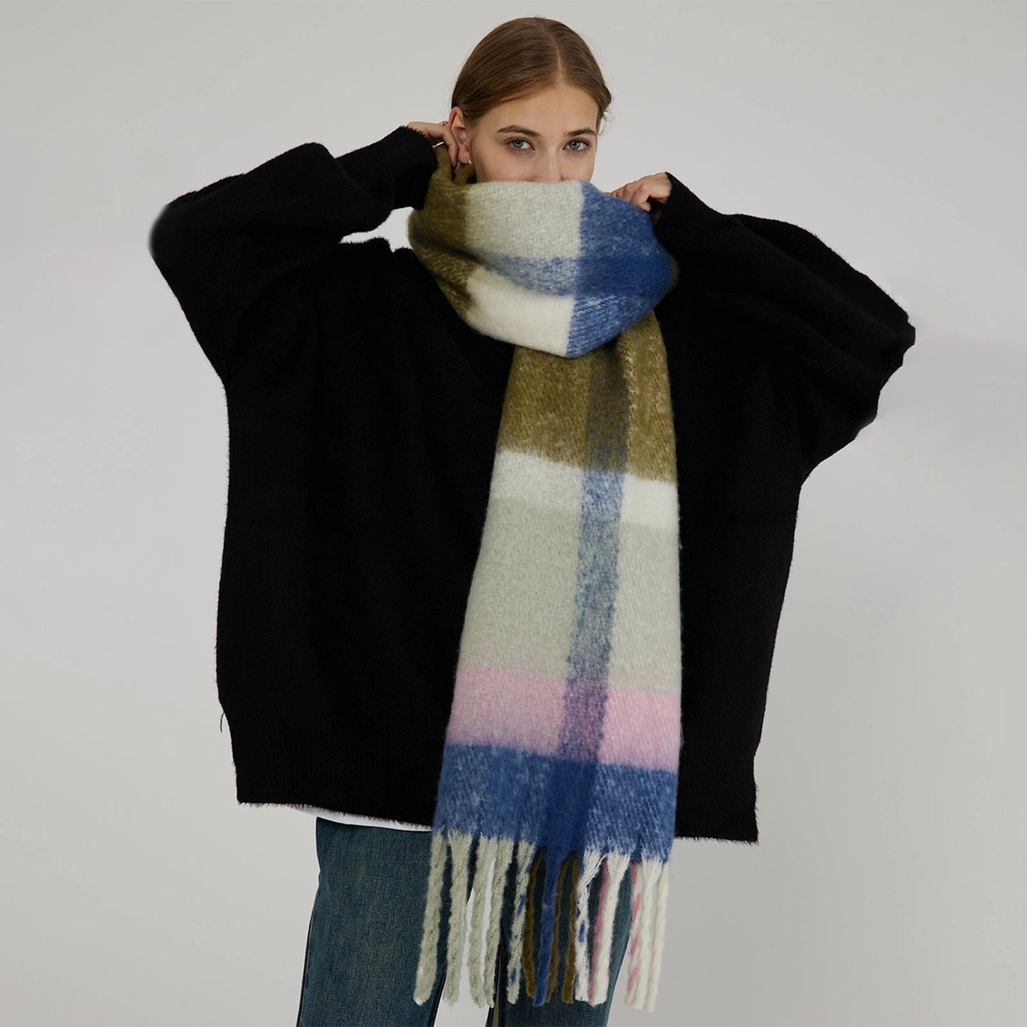 Plaid Color Block Blanket Scarf