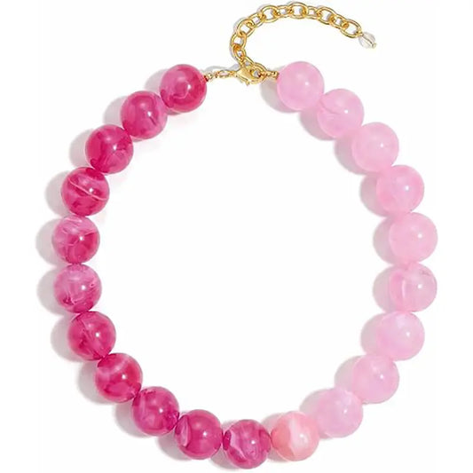 Round Resin Bead Necklace Pink Multi