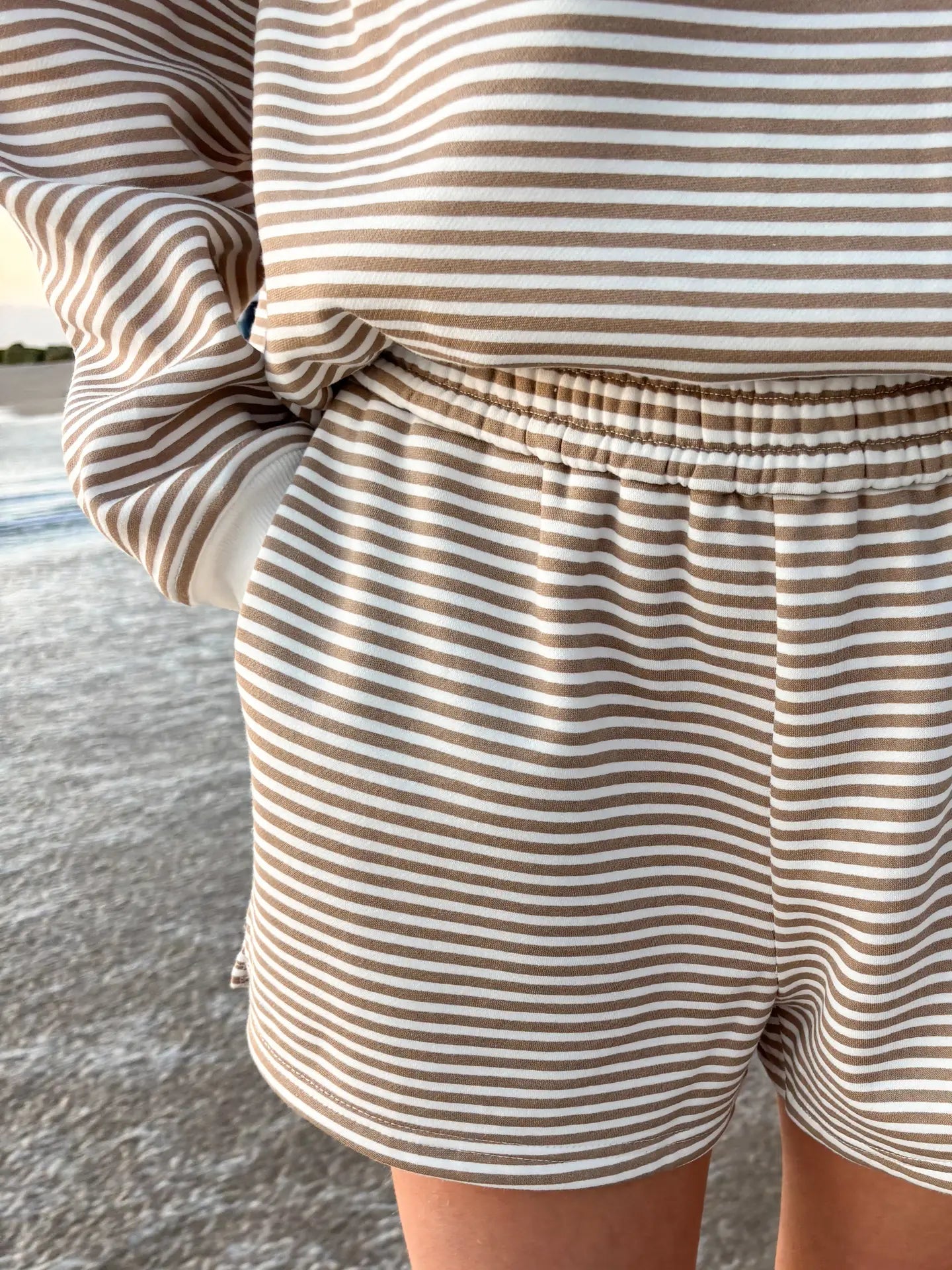 Brown/White Stripe Sweatshorts