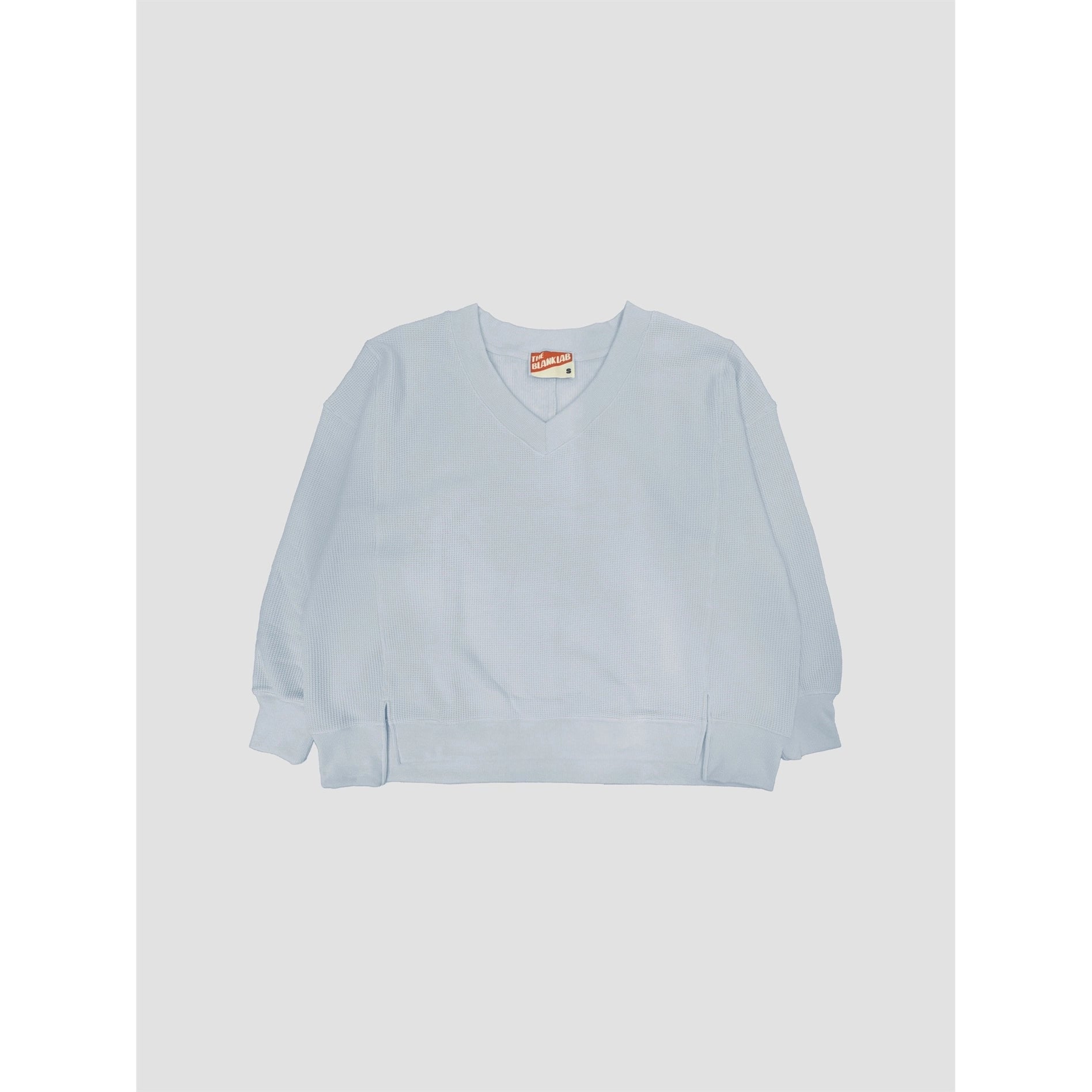 Oversized Waffle Knit Top Pale Blue - Clothe Boutique