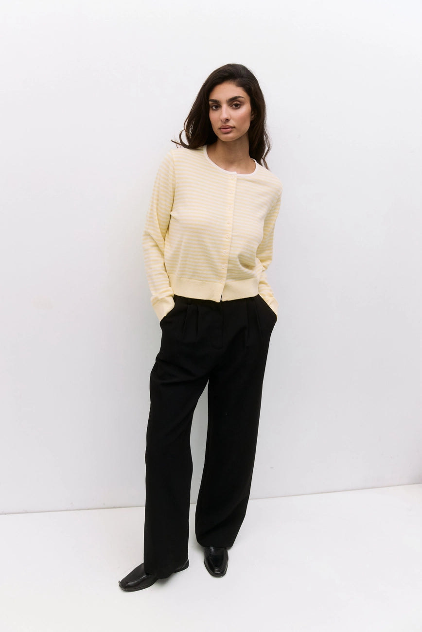 Yellow Striped Button Down Cardi - Clothe Boutique