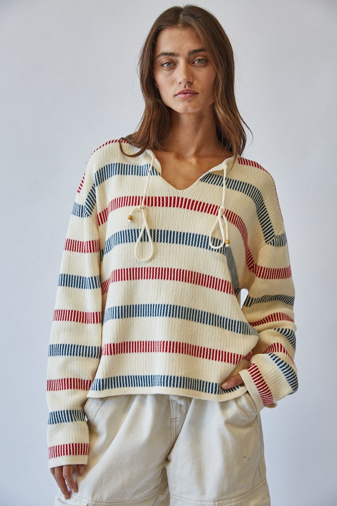 Weekend Stripe Knit Hoodie - Clothe Boutique