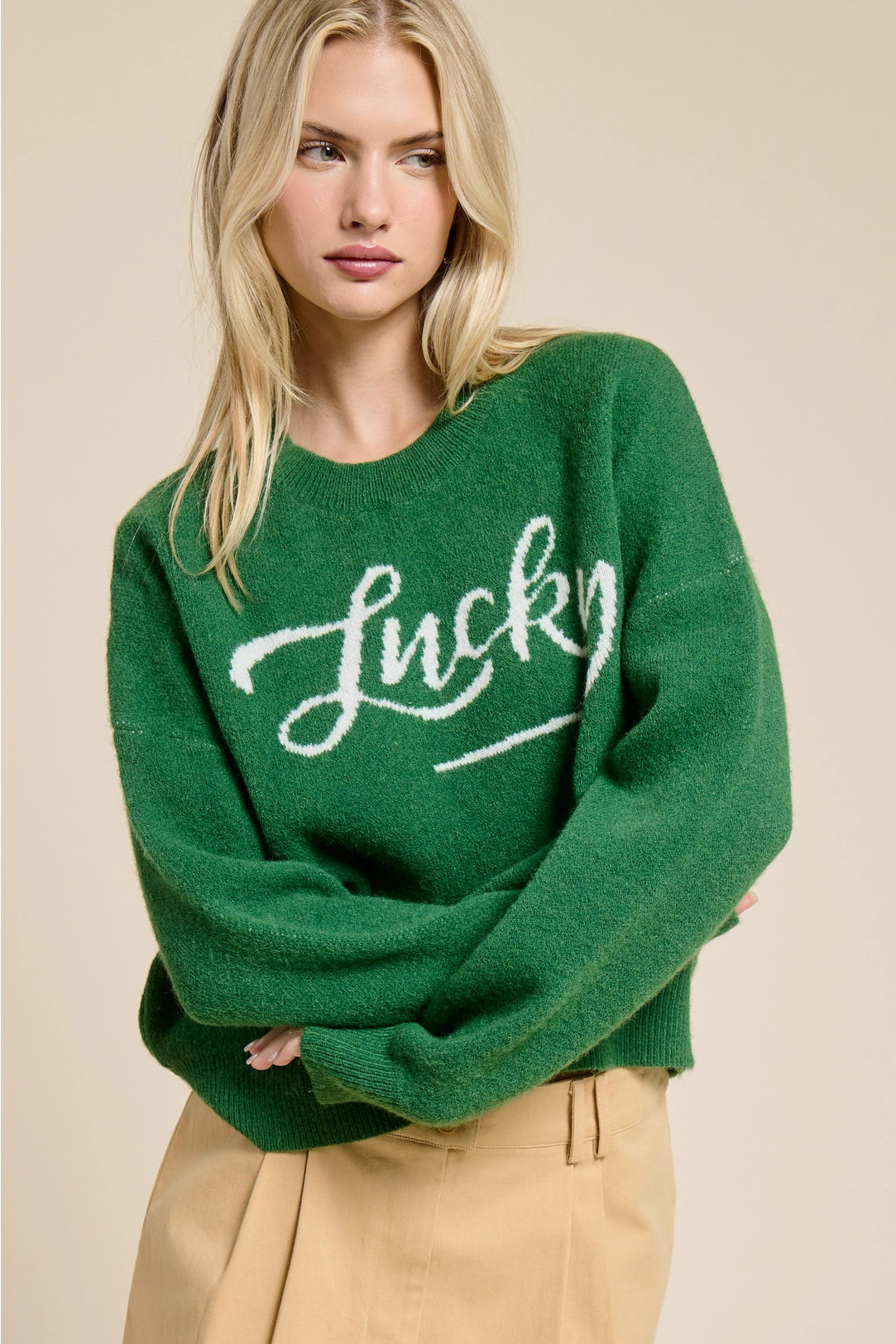 Lucky Green Sweater - Clothe Boutique