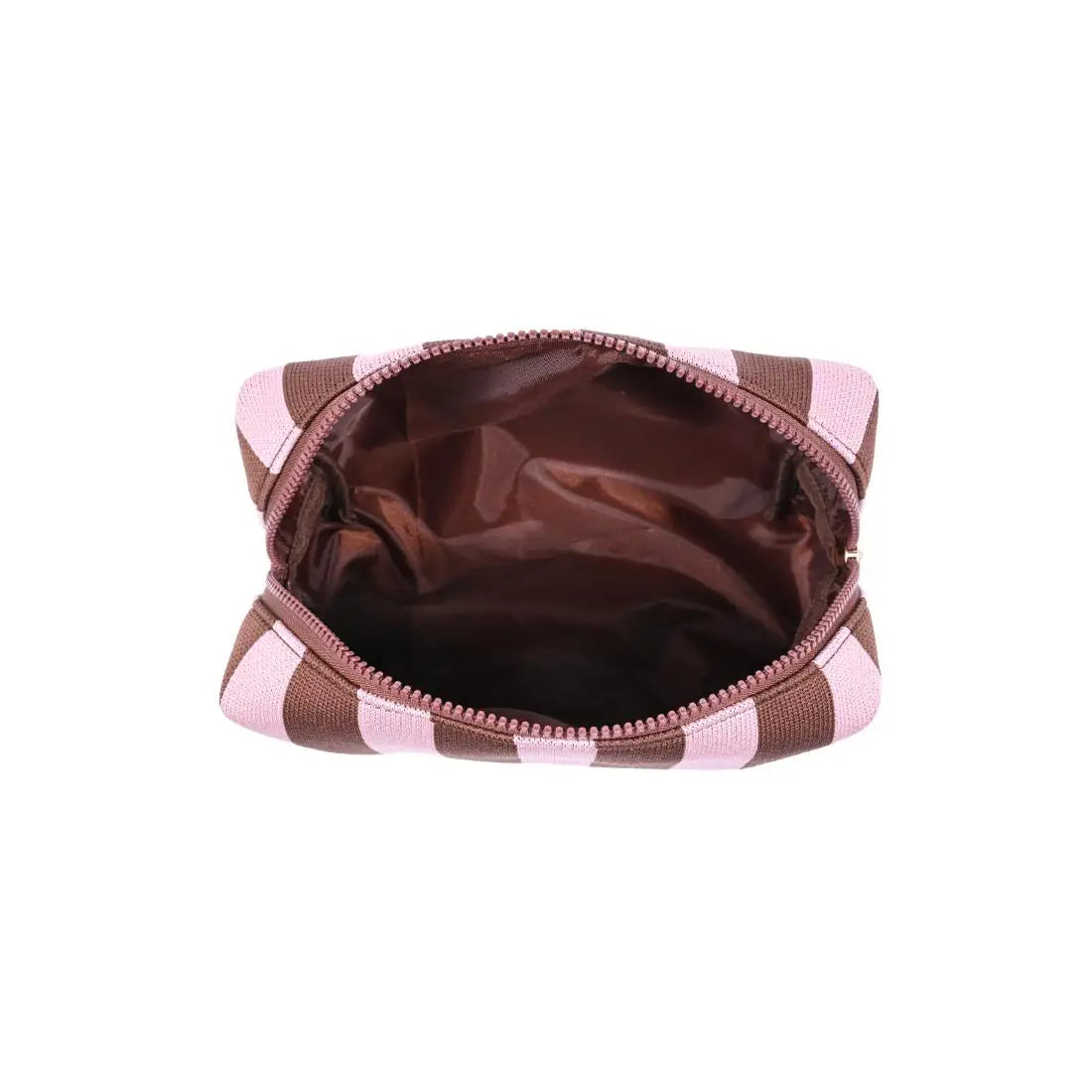 Stripe Cosmetic Pouch Pink/Brown