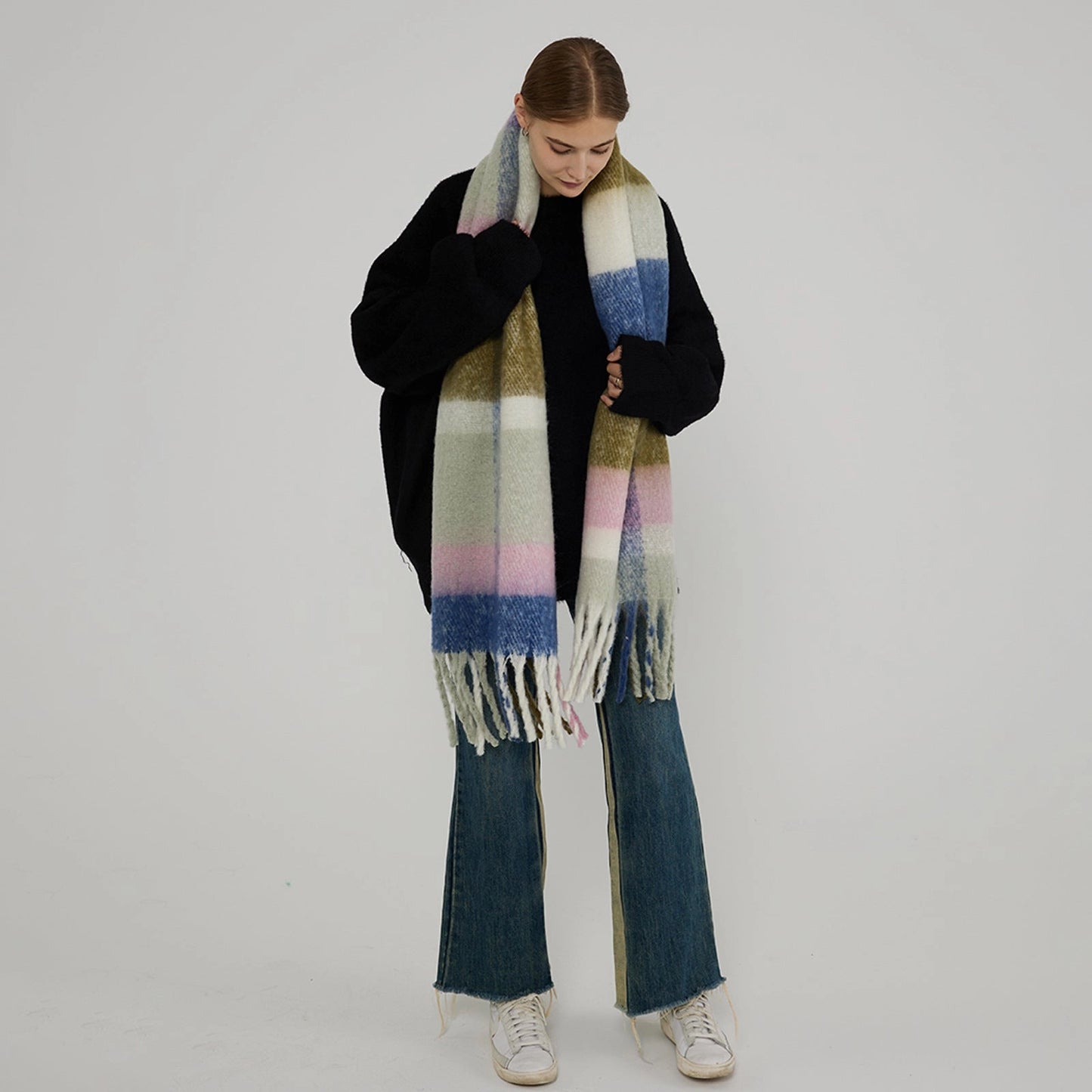 Plaid Color Block Blanket Scarf
