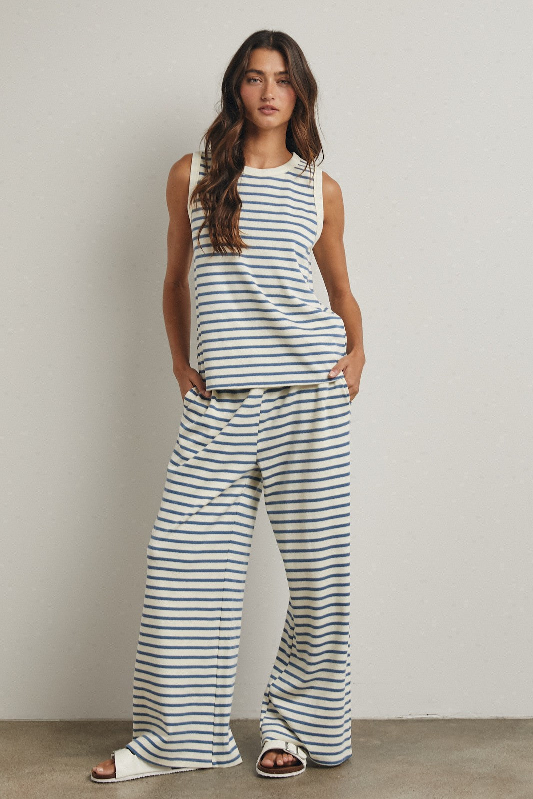 Striped Knit Tank & Pants Set of 2 - Clothe Boutique