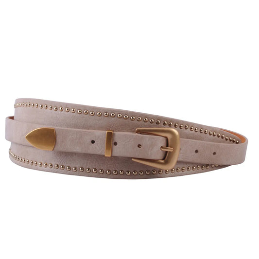 Studded Western Belt Taupe