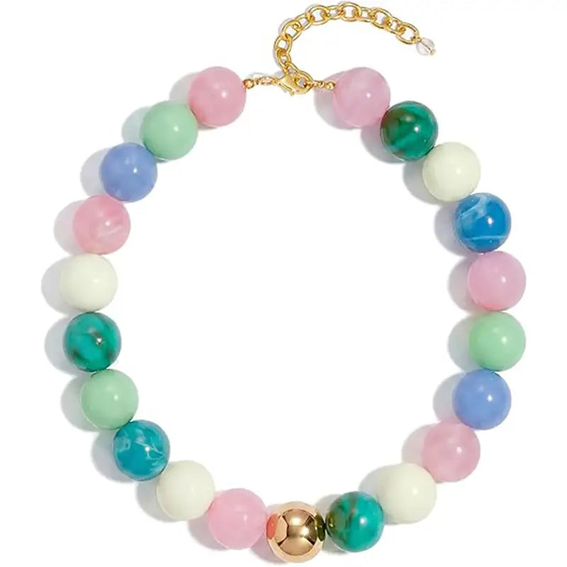 Round Resin Bead Necklace Multi