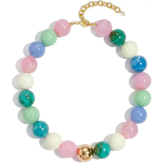 Round Resin Bead Necklace Multi
