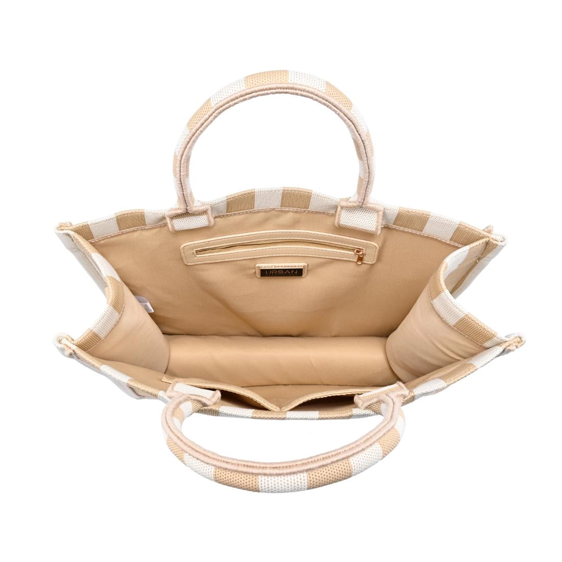 Iona Stripe Handbag Tan/White - Clothe Boutique