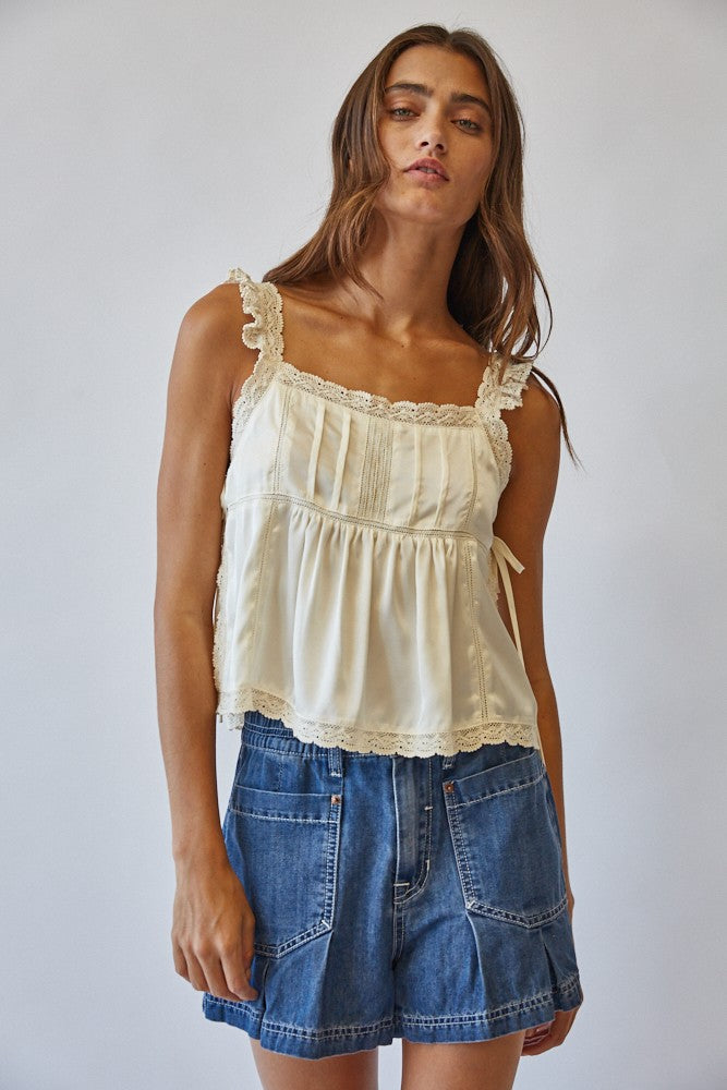 Celia Satin Lace Tank - Clothe Boutique