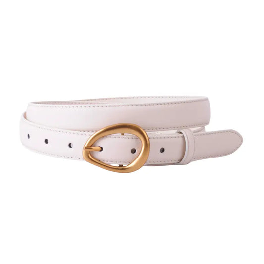 Asymmetrical Buckle Belt White