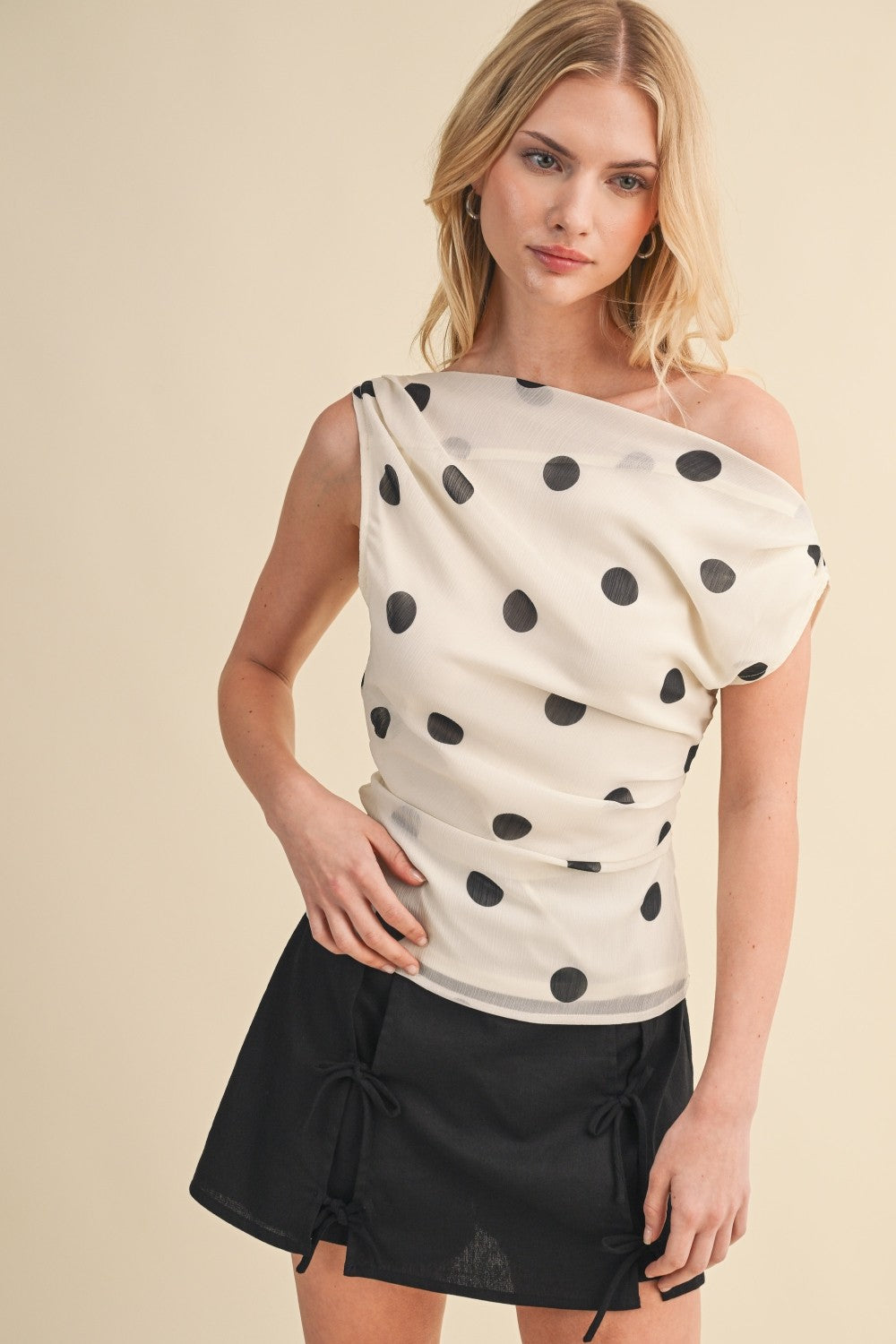 Polka Dot Asymmetrical Top